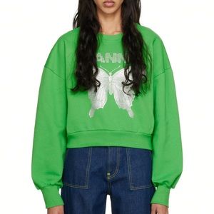Ganni green butterfly sweatshirt size small, perfect condition